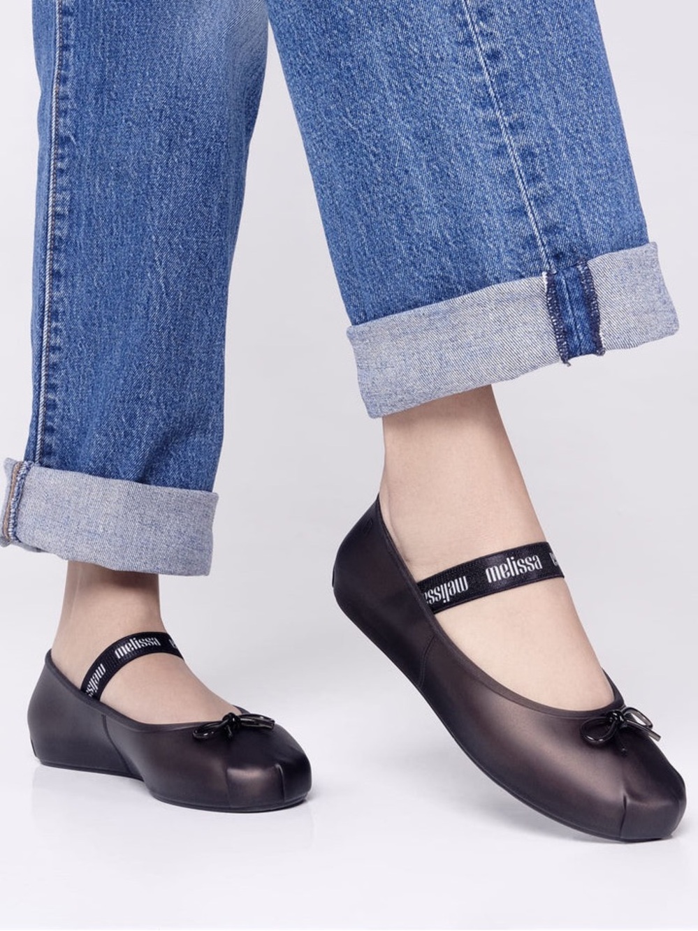 Melissa Black Sophie Ballet Flats with Branded Strap sz 6